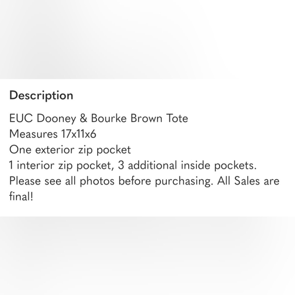 Dooney & Bourke Brown Tote Bag - Picture 11 of 12